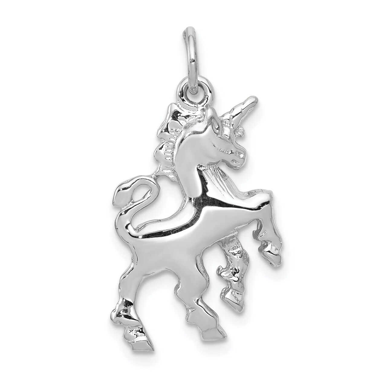 14K White Gold Unicorn Charm Horse Pendant Jewelry 25mm x 16mm